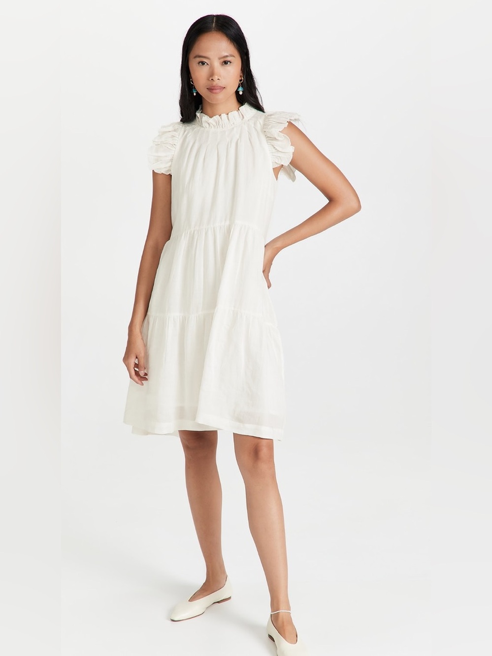 Sea New York Tier Waverly Flutter Sleeve Dress Size Medium